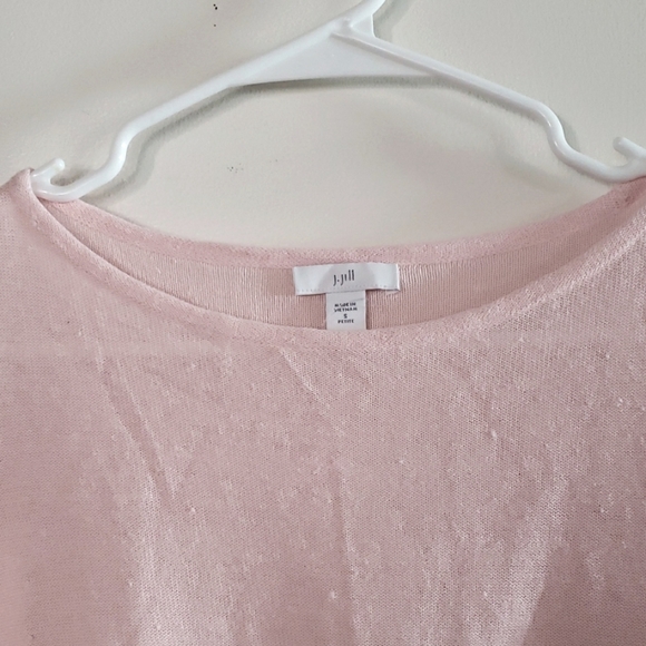 J.Jill Slub Knit Linen Blend Boatneck Sweater 3/4 Sleeves in Pale Pink Size SP - Picture 3 of 8